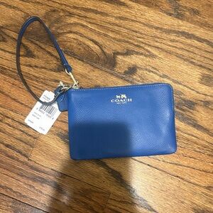 Coach Royal Blue Leather Wristlet